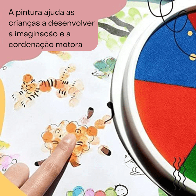 Kit de Pintura Dedinhos Criativos Ridere® - Pintura à Dedo Montessori + Álbum de Pintura (Brinde)